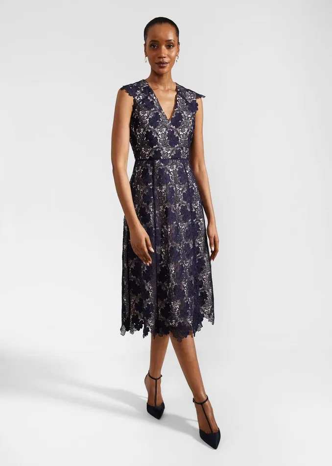 Dresses and Jumpsuits Women HOBBS Hannah Lace Dress Navy Pale Pink