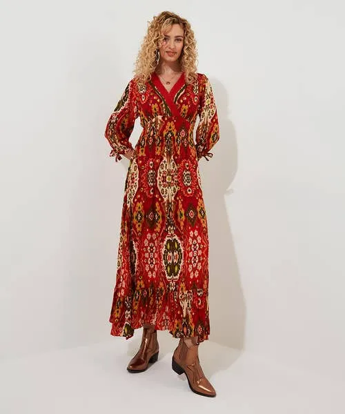 Dresses Apparel Loretta Print Dress Burnt Orange Joebrowns