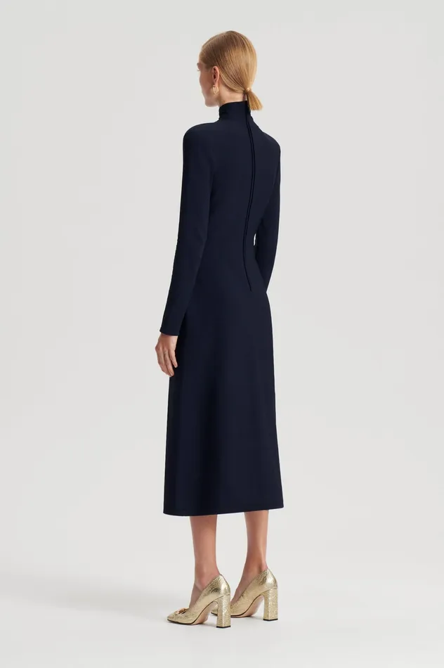 Dresses CREPE KNIT TURBAN TWIST DRESS NAVY 8211 Scanlan Theodore Women Dresses CREPE KNIT TURBAN TWIST DRESS NAVY 8211 Scanlan Theodore Women
