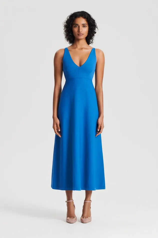 Dresses CREPE KNIT V NECK DRESS PRUSSIANBLUE 8211 Scanlan Theodore Women Dresses CREPE KNIT V NECK DRESS PRUSSIANBLUE 8211 Scanlan Theodore Women