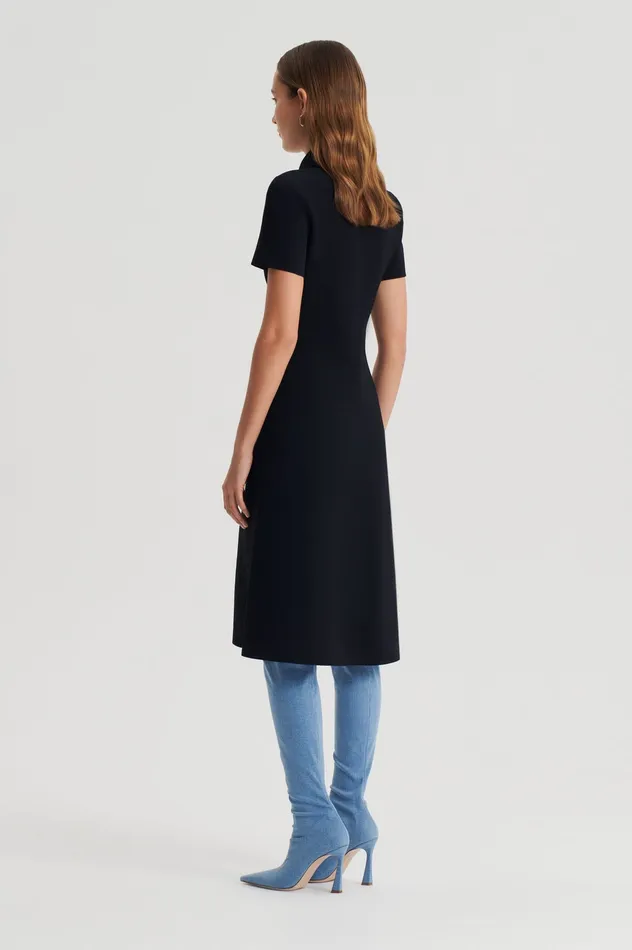 Dresses CREPE KNIT ZIP DRESS BLACK 8211 Scanlan Theodore Women