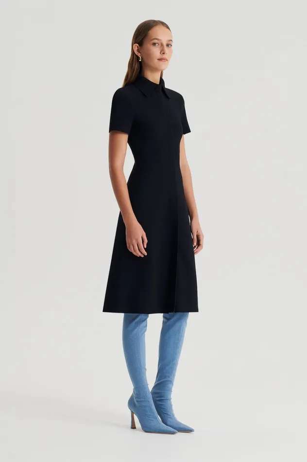 Dresses CREPE KNIT ZIP DRESS BLACK 8211 Scanlan Theodore Women