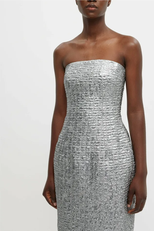 Dresses Leila Dress In Silver Metallic Seersucker 8211 Emilia Wickstead Women Dresses Leila Dress In Silver Metallic Seersucker 8211 Emilia Wickstead Women