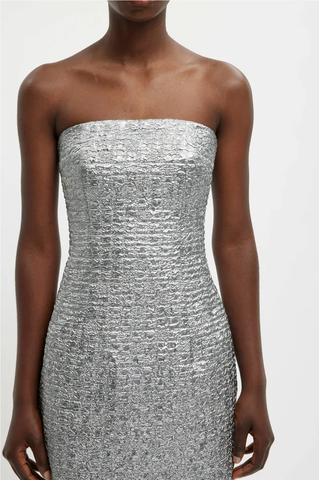 Dresses Leila Dress In Silver Metallic Seersucker 8211 Emilia Wickstead Women Dresses Leila Dress In Silver Metallic Seersucker 8211 Emilia Wickstead Women