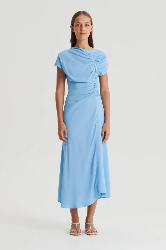 Dresses Scanlan Theodore Women GATHERED DRAPE DRESS SKY