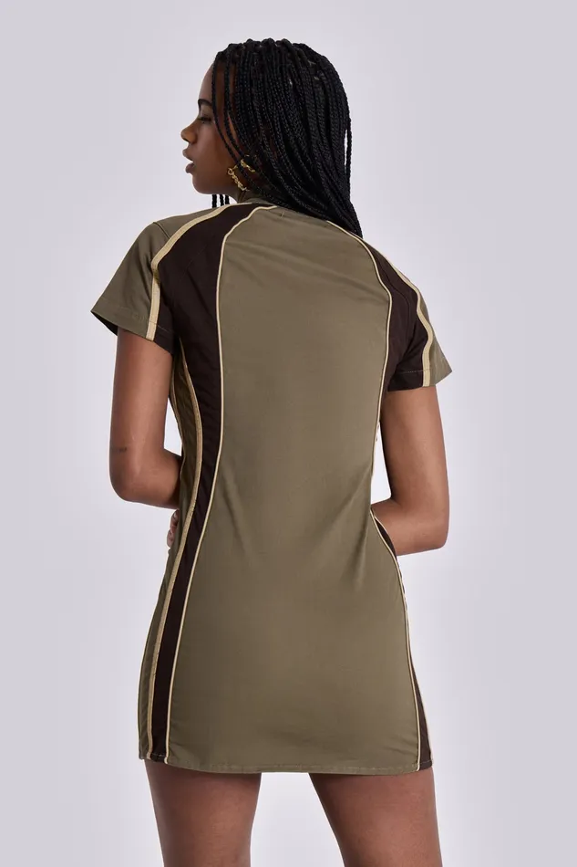 Dresses Shop Racer Dress in Khaki Jaded London Women