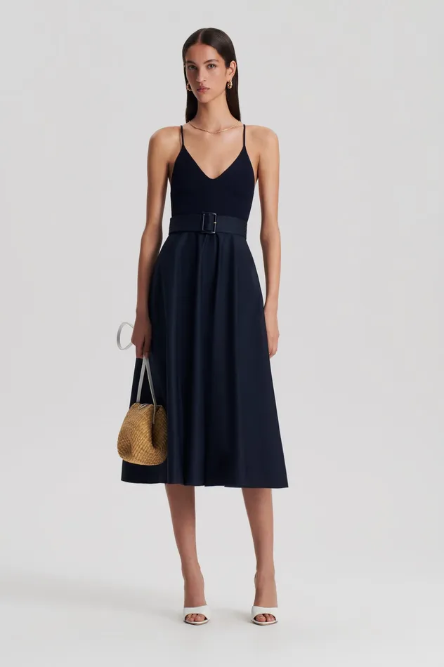 Dresses Women CREPE KNIT CAMISOLE COTTON DRESS NAVY Scanlan Theodore
