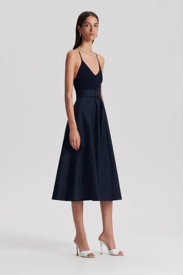 Dresses Women CREPE KNIT CAMISOLE COTTON DRESS NAVY Scanlan Theodore Dresses Women CREPE KNIT CAMISOLE COTTON DRESS NAVY Scanlan Theodore