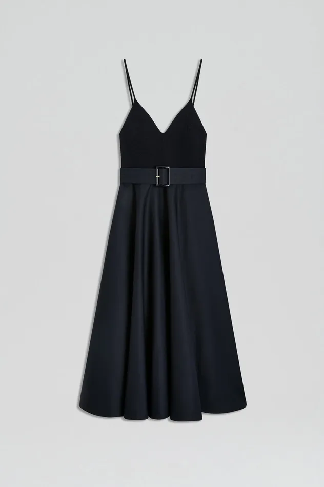 Dresses Women CREPE KNIT CAMISOLE COTTON DRESS NAVY Scanlan Theodore Dresses Women CREPE KNIT CAMISOLE COTTON DRESS NAVY Scanlan Theodore