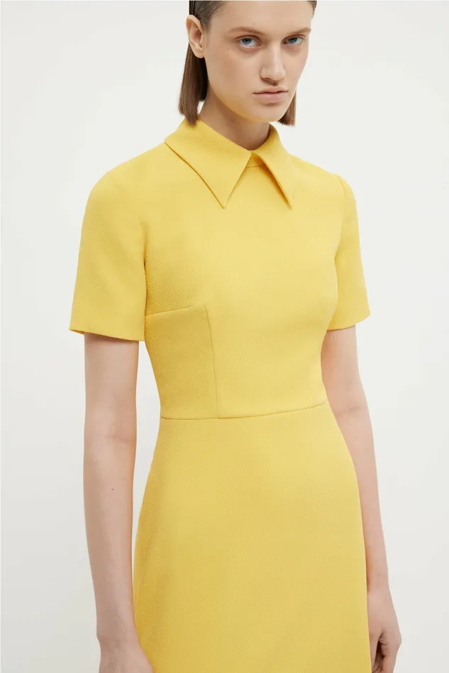 Dresses Women Emilia Wickstead Eman Dress In Custard Yellow Double Crepe Dresses Women Emilia Wickstead Eman Dress In Custard Yellow Double Crepe