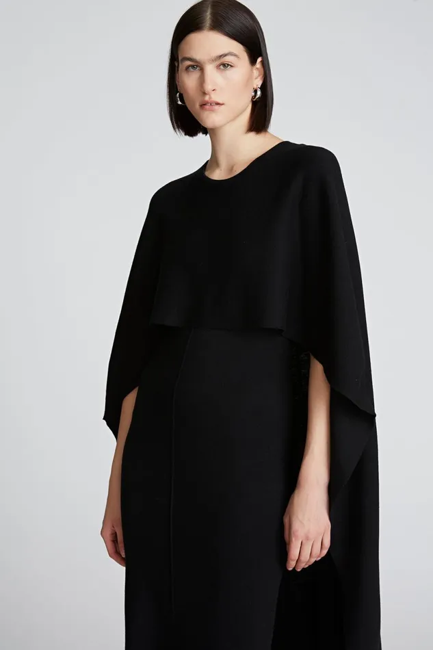 Dresses Women Halston Amal Dress In Merino Wool Black