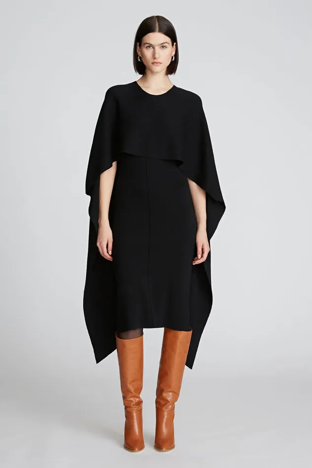 Dresses Women Halston Amal Dress In Merino Wool Black Dresses Women Halston Amal Dress In Merino Wool Black