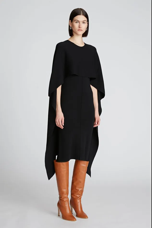 Dresses Women Halston Amal Dress In Merino Wool Black Dresses Women Halston Amal Dress In Merino Wool Black