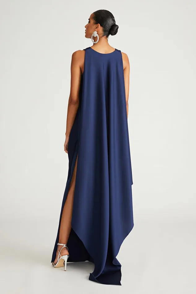 Dresses Women Halston Cyra Gown In Crepe Back Satin Navy