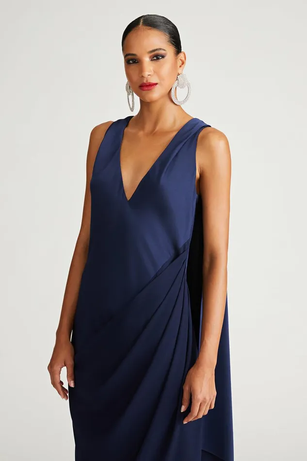 Dresses Women Halston Cyra Gown In Crepe Back Satin Navy