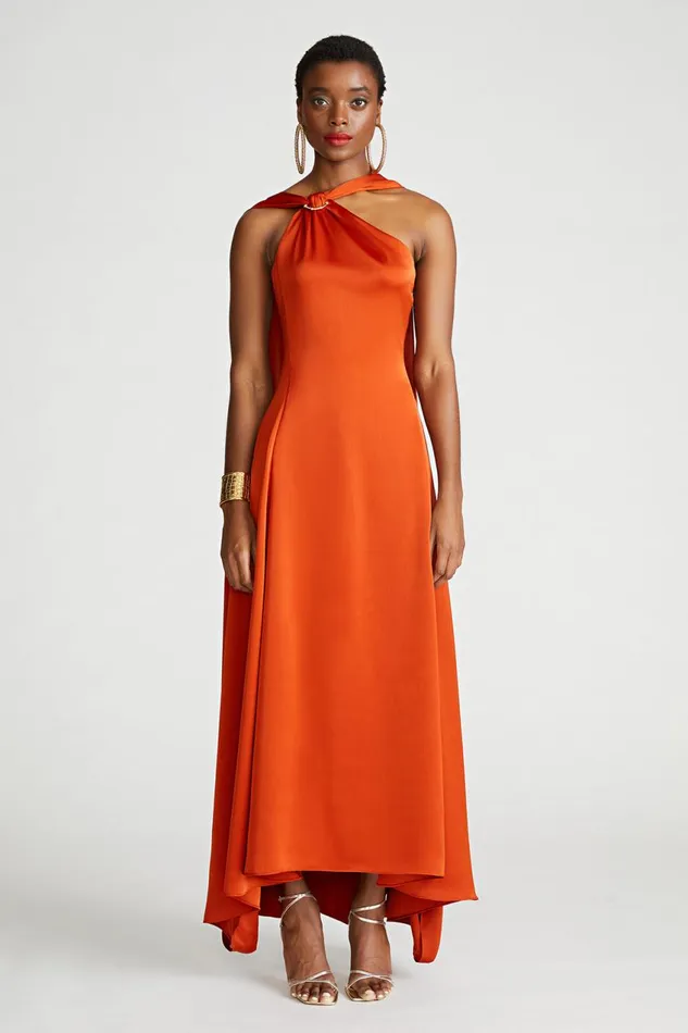 Dresses Women Halston Genevieve Gown In Satin Rooibos