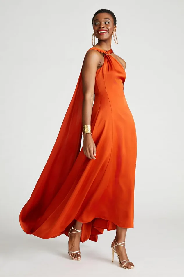 Dresses Women Halston Genevieve Gown In Satin Rooibos