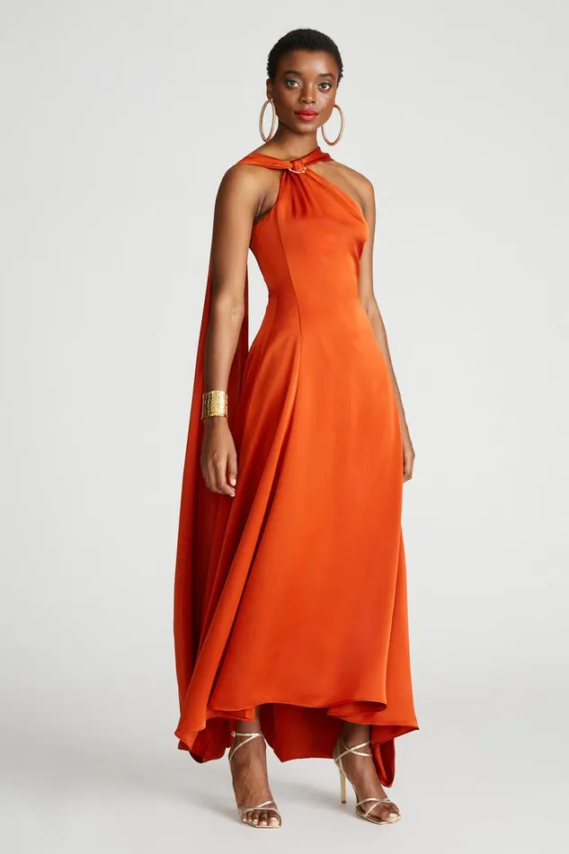 Dresses Women Halston Genevieve Gown In Satin Rooibos