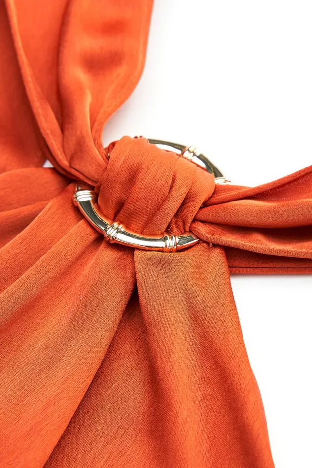 Dresses Women Halston Genevieve Gown In Satin Rooibos