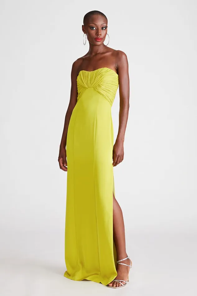 Dresses Women Halston Henna Gown In Satin and Chiffon Orchid Green