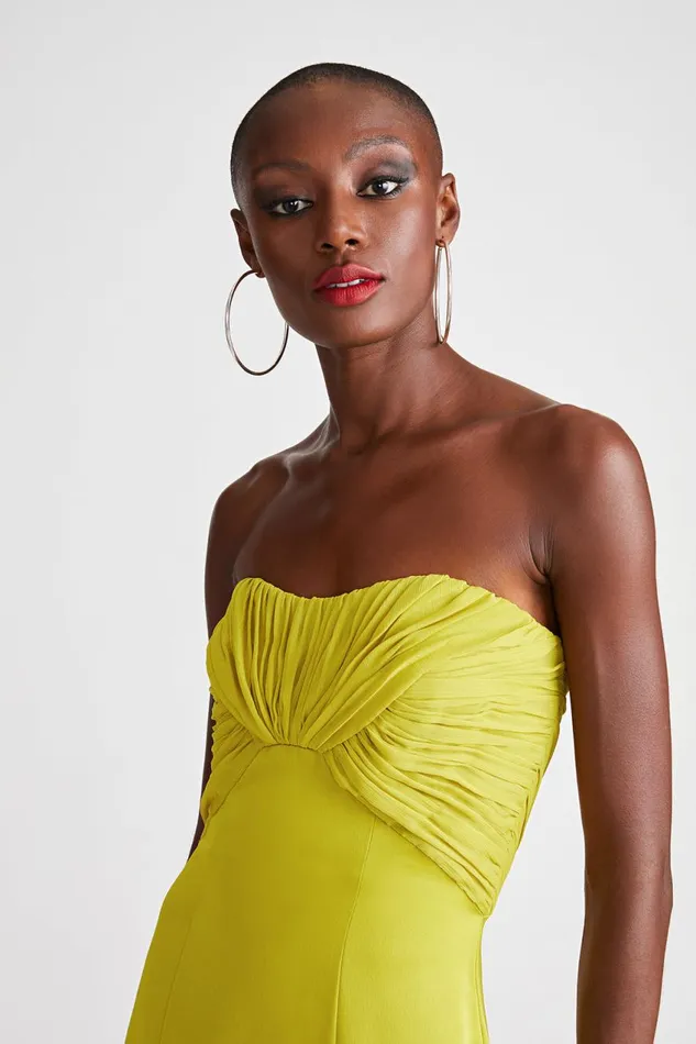 Dresses Women Halston Henna Gown In Satin and Chiffon Orchid Green