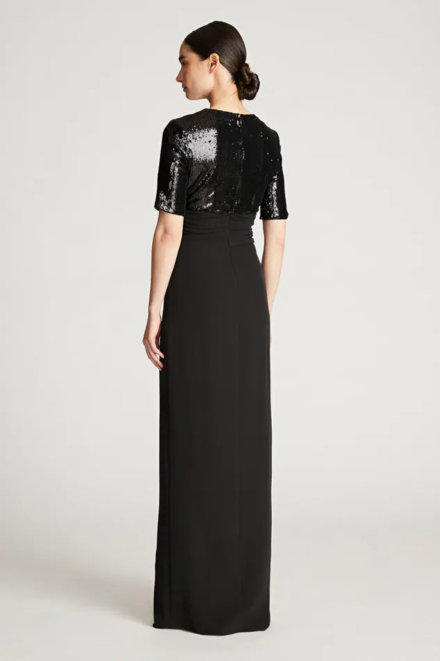 Dresses Women Halston Keagan Gown In Sequin and Crepe Black