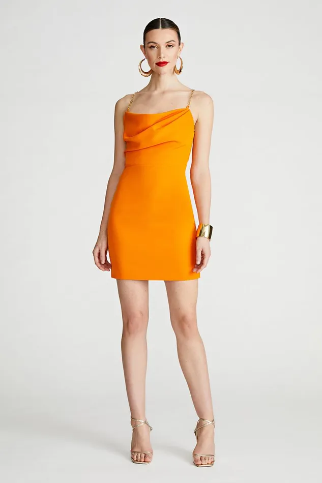 Dresses Women Halston Lavinia Dress In Stretch Crepe Orange Pepper