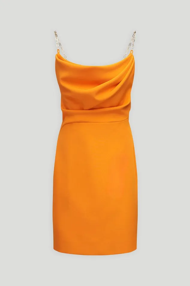 Dresses Women Halston Lavinia Dress In Stretch Crepe Orange Pepper