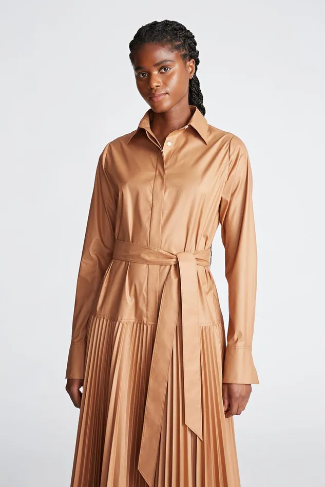 Dresses Women Halston Raina Dress In Cotton Sateen Cedar
