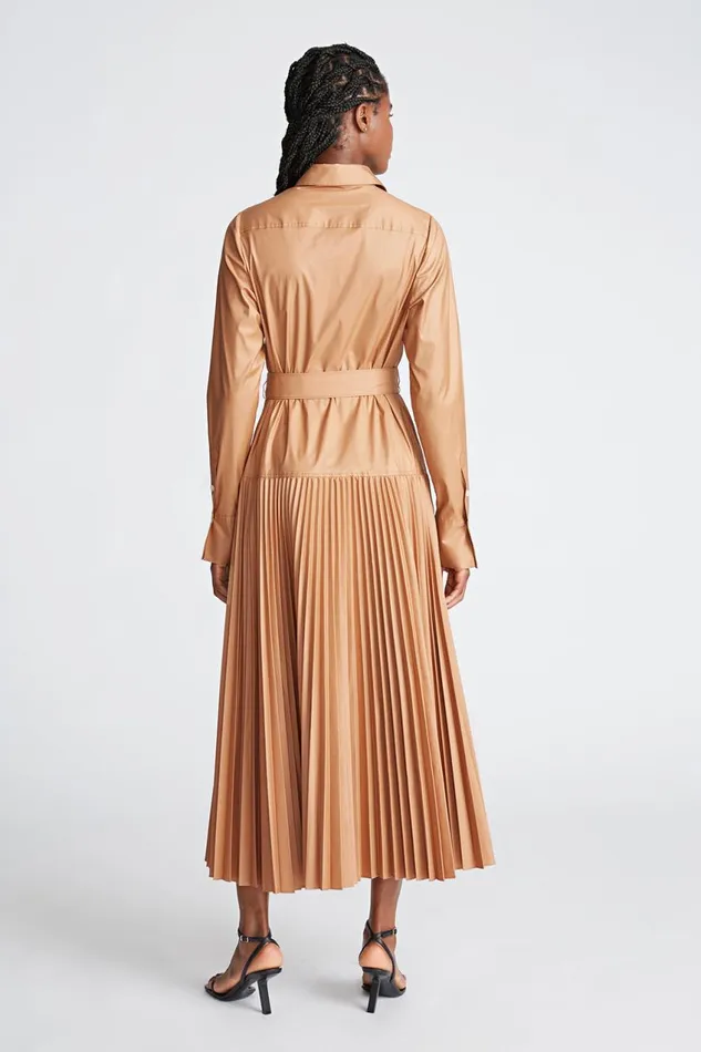 Dresses Women Halston Raina Dress In Cotton Sateen Cedar Dresses Women Halston Raina Dress In Cotton Sateen Cedar