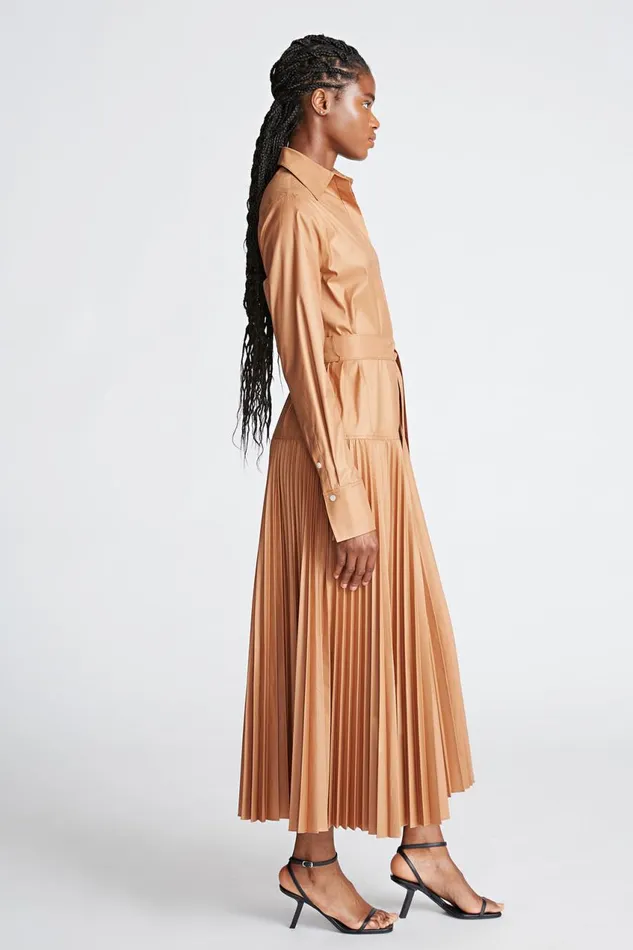 Dresses Women Halston Raina Dress In Cotton Sateen Cedar Dresses Women Halston Raina Dress In Cotton Sateen Cedar