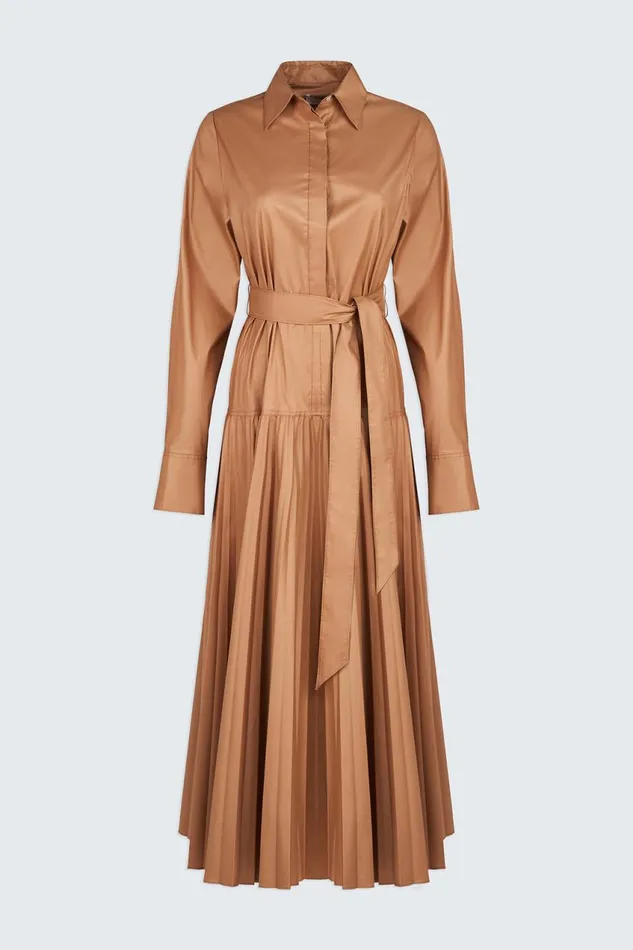 Dresses Women Halston Raina Dress In Cotton Sateen Cedar Dresses Women Halston Raina Dress In Cotton Sateen Cedar