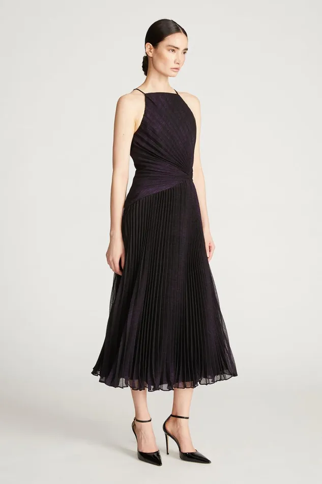 Dresses Women Halston Serenity Dress In Foil Chiffon Blackaubergine