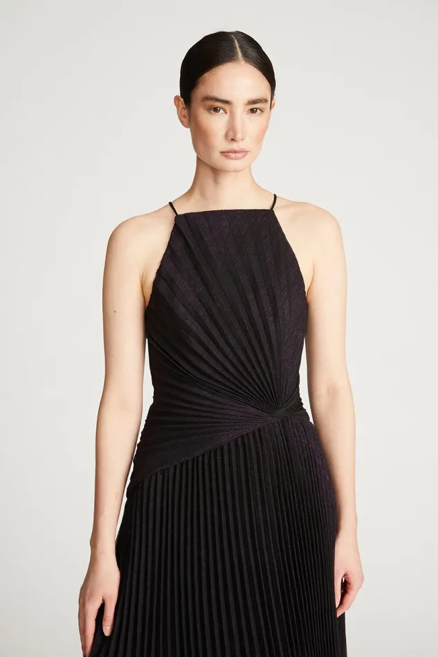 Dresses Women Halston Serenity Dress In Foil Chiffon Blackaubergine
