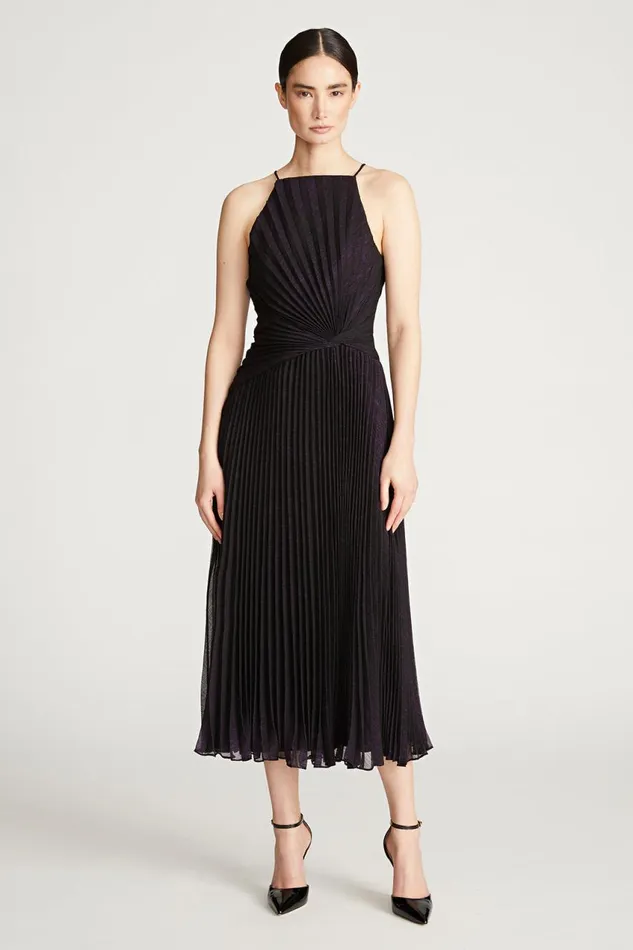 Dresses Women Halston Serenity Dress In Foil Chiffon Blackaubergine