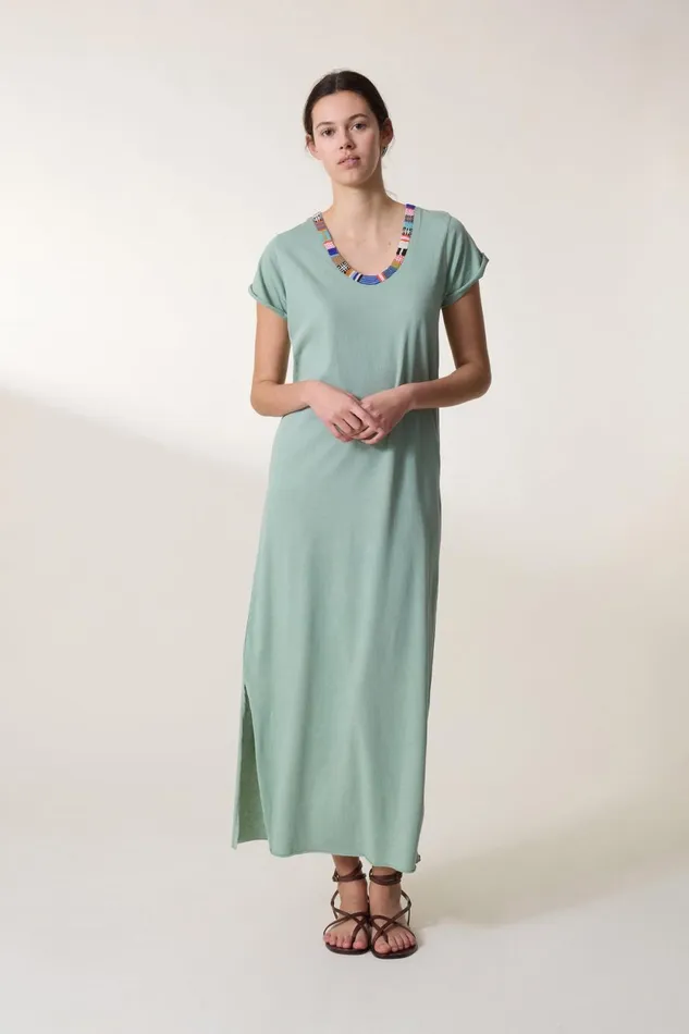 Dresses Women Leon and Harper Reinette Beads Dress Aqua