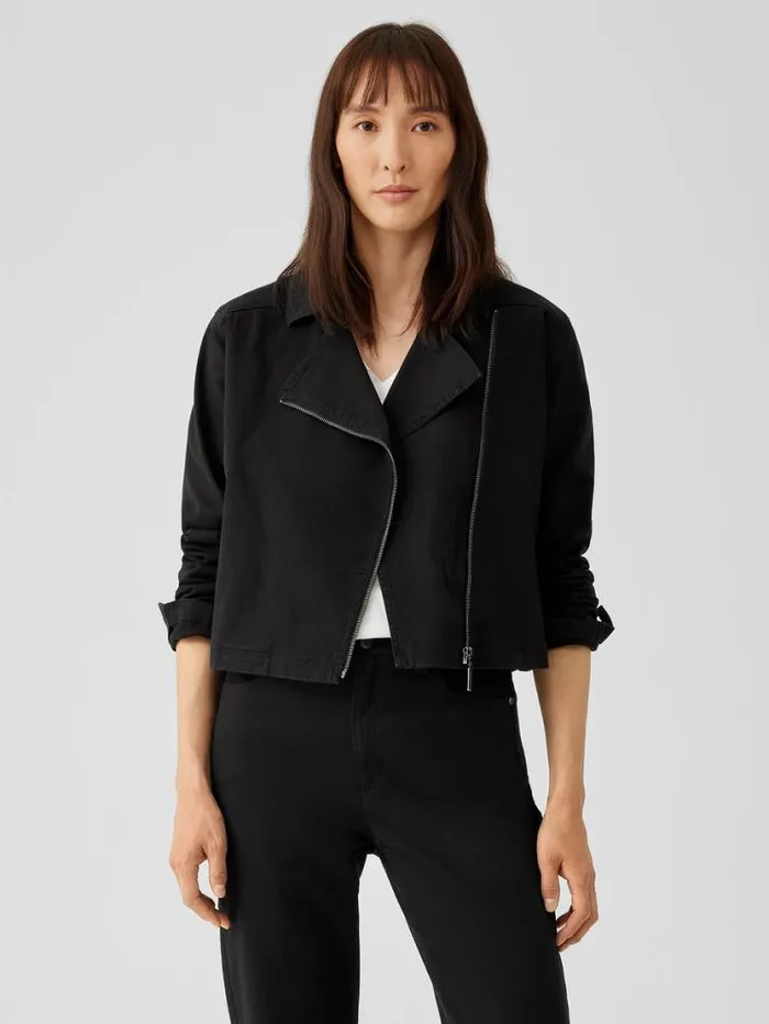 Eileen Fisher Denim Organic Cotton Denim Notch Collar Jacket Black 8211 Shop