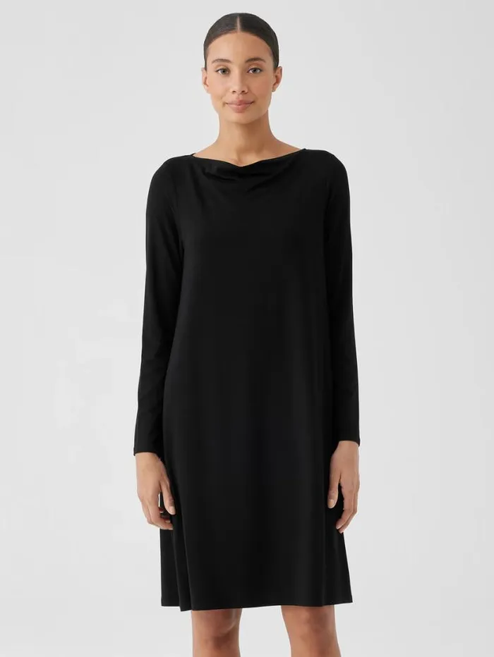 Eileen Fisher Extended Sizing 1X3X Fine Jersey Cowl Neck Dress Black 8211 Shop