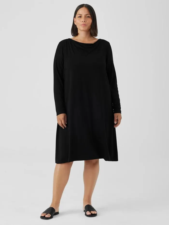 Eileen Fisher Extended Sizing 1X3X Fine Jersey Cowl Neck Dress Black 8211 Shop