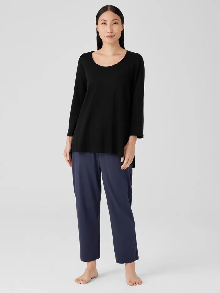 Eileen Fisher Extended Sizing 1X3X Organic Cotton Interlock UNeck Sleep Top Black 8211 Shop