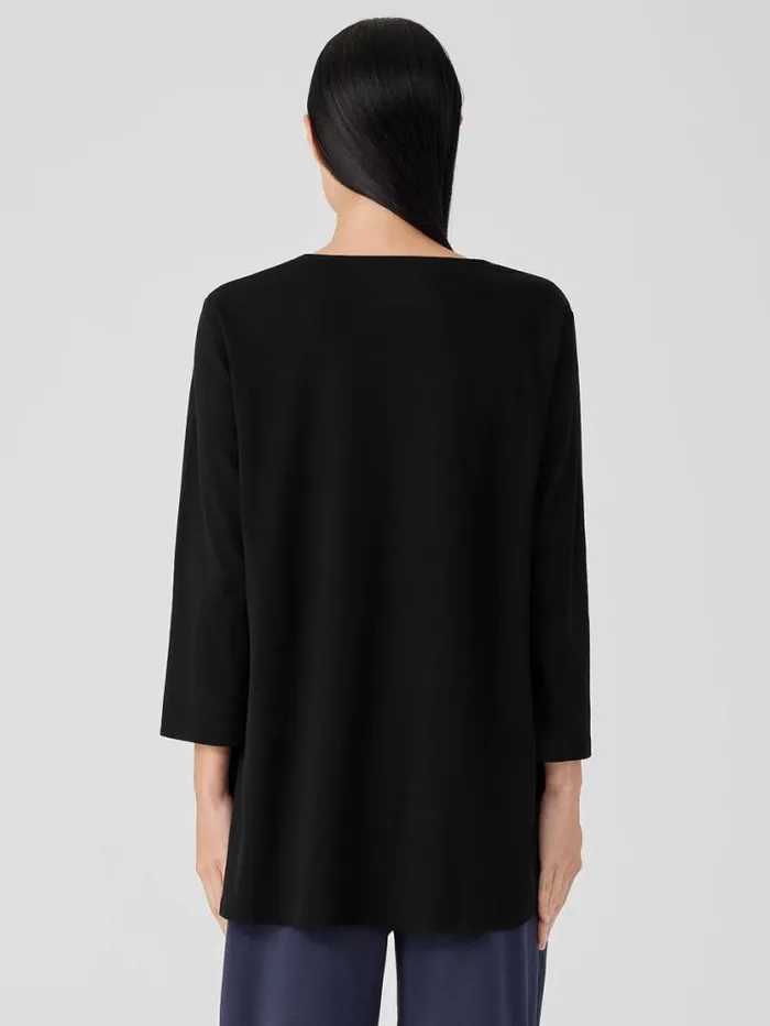 Eileen Fisher Extended Sizing 1X3X Organic Cotton Interlock UNeck Sleep Top Black 8211 Shop