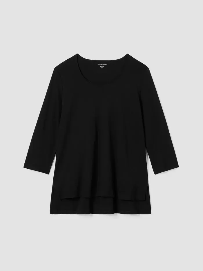 Eileen Fisher Extended Sizing 1X3X Organic Cotton Interlock UNeck Sleep Top Black 8211 Shop
