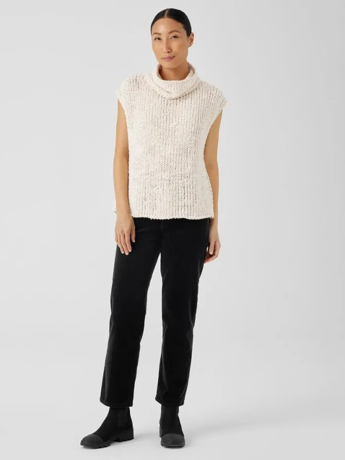 Eileen Fisher Extended Sizing 1X3X Peruvian Organic Cotton Lofty Slub Turtleneck Top Ecru 8211 Shop