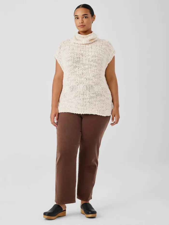 Eileen Fisher Extended Sizing 1X3X Peruvian Organic Cotton Lofty Slub Turtleneck Top Ecru 8211 Shop