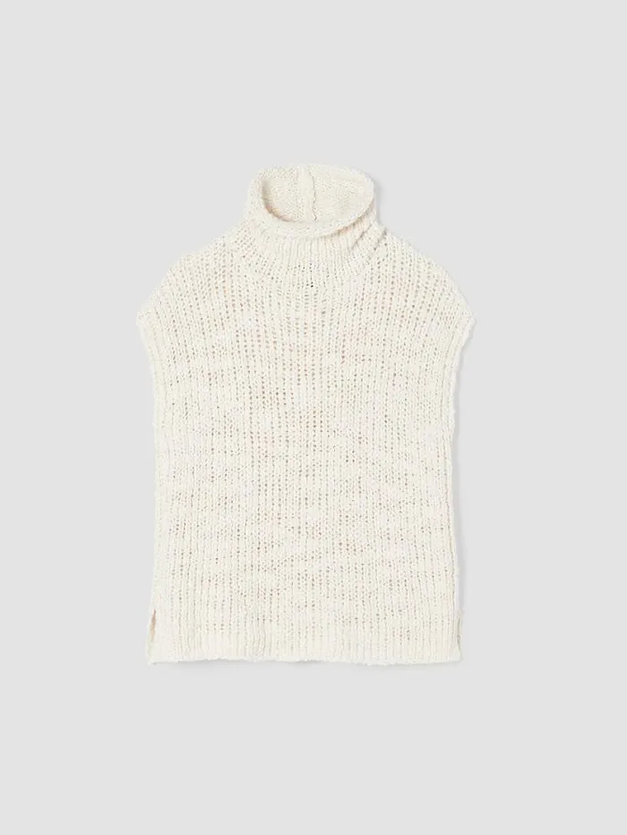 Eileen Fisher Extended Sizing 1X3X Peruvian Organic Cotton Lofty Slub Turtleneck Top Ecru 8211 Shop