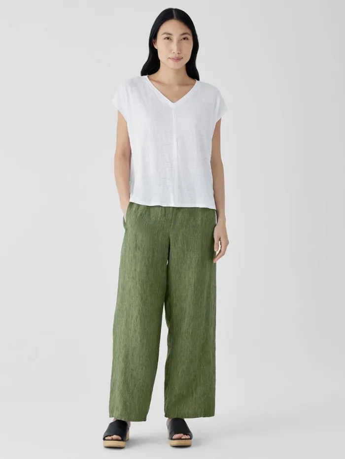 Eileen Fisher Jackets Coats and Vests Organic Linen Jersey VNeck Tee White 8211 Shop