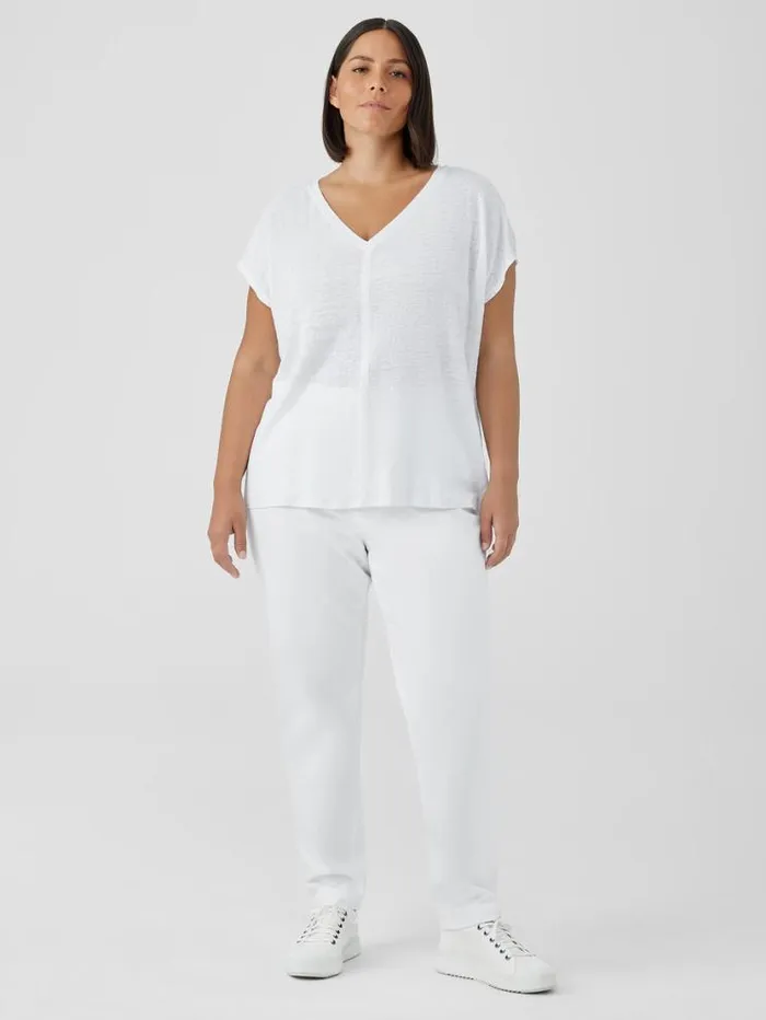 Eileen Fisher Jackets Coats and Vests Organic Linen Jersey VNeck Tee White 8211 Shop
