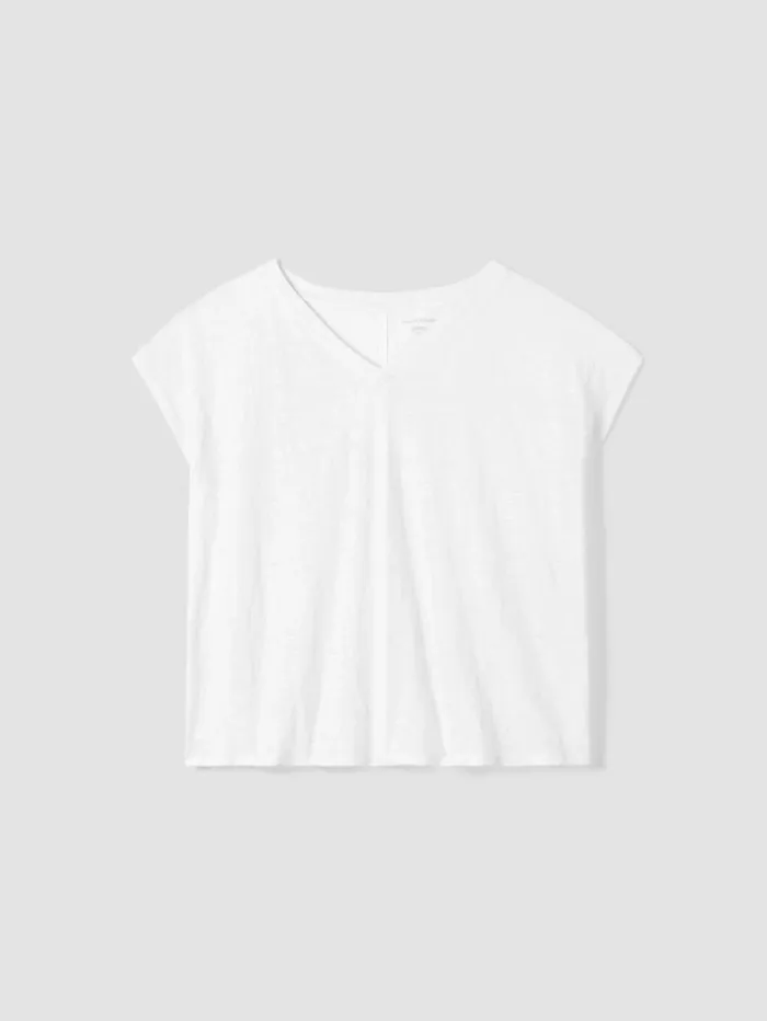 Eileen Fisher Jackets Coats and Vests Organic Linen Jersey VNeck Tee White 8211 Shop