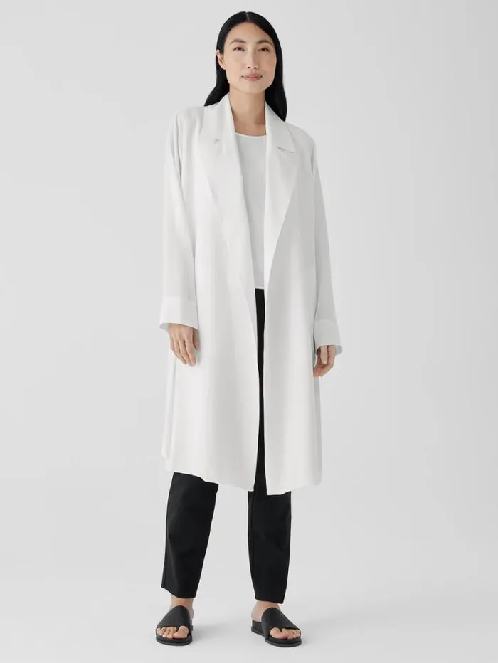 Eileen Fisher Jackets Coats and Vests Silk Georgette Crepe Trench Coat Ivory 8211 Shop