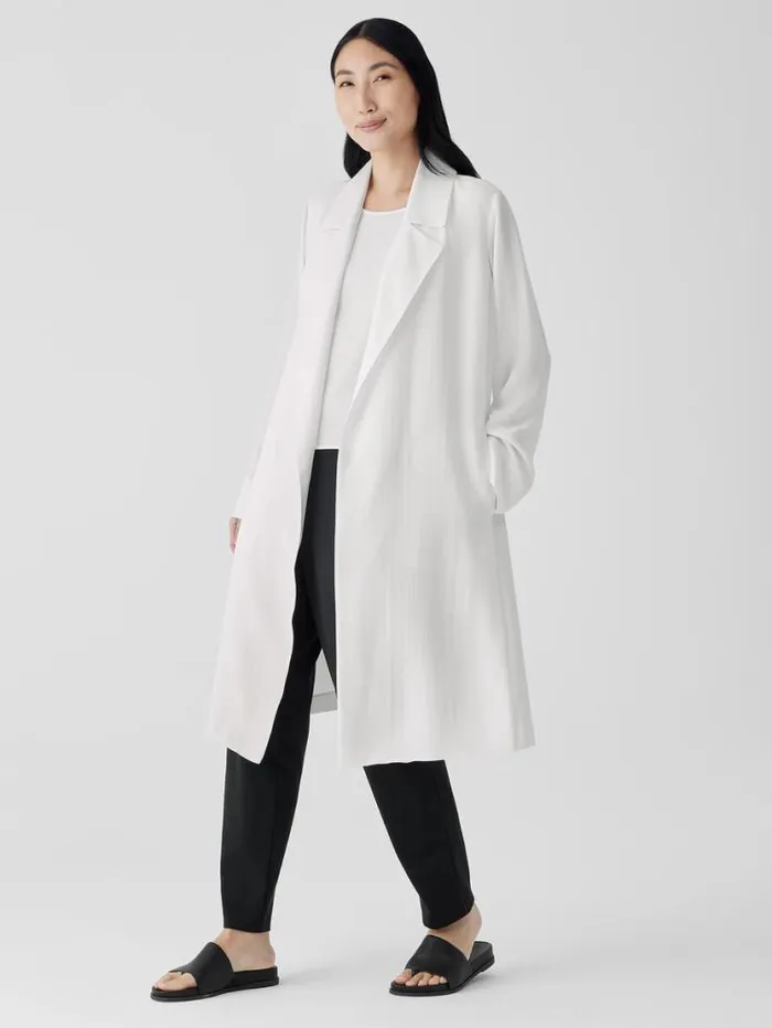 Eileen Fisher Jackets Coats and Vests Silk Georgette Crepe Trench Coat Ivory 8211 Shop